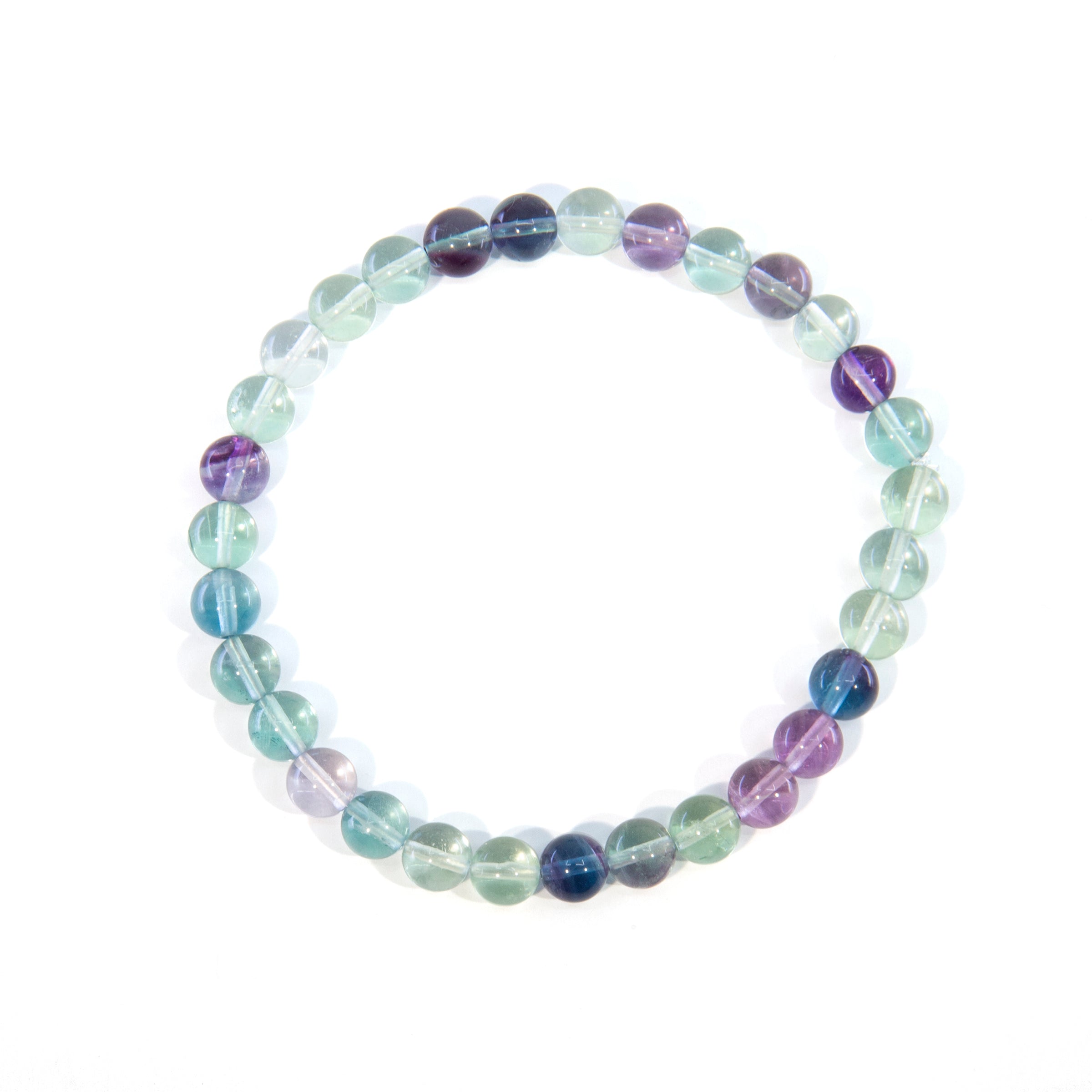 Rainbow Fluorite 6mm Beaded Bracelet - JJW-030 - Crystalarium