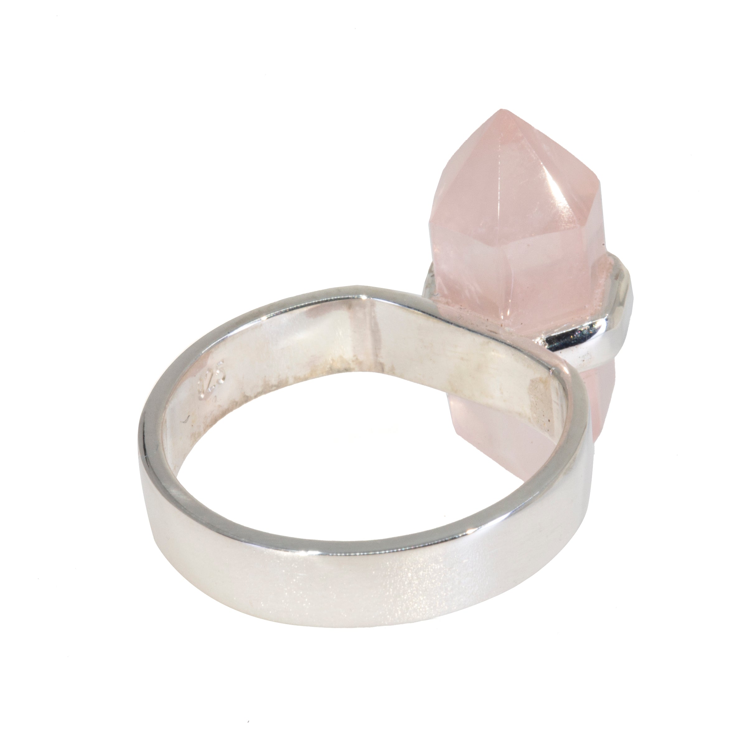Rose Quartz 8.82 Carat Polished Crystal Handcrafted Sterling Silver Ring - JJO-214 - Crystalarium