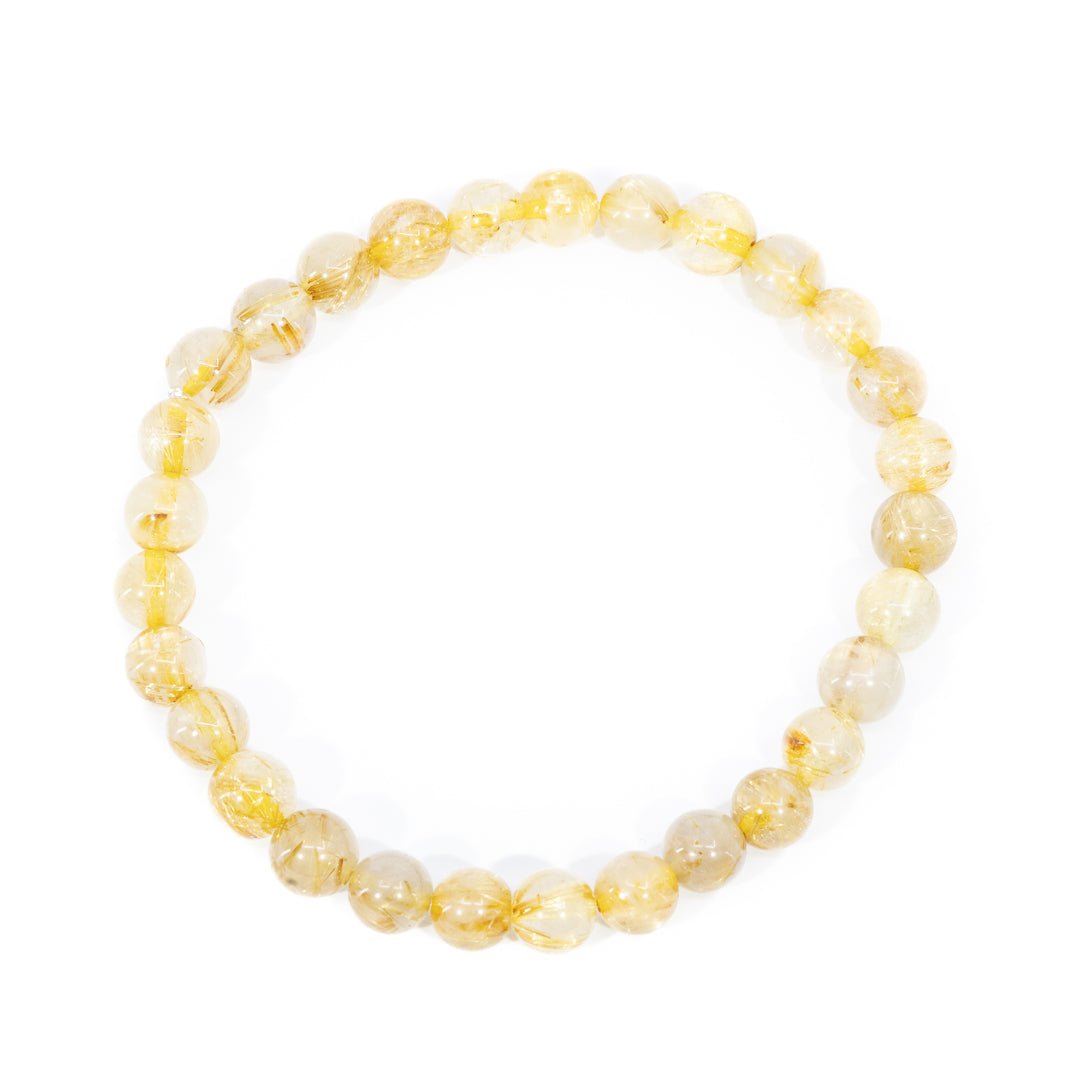 Rutilated Quartz 6mm Beaded Bracelet - LLW-009 - Crystalarium