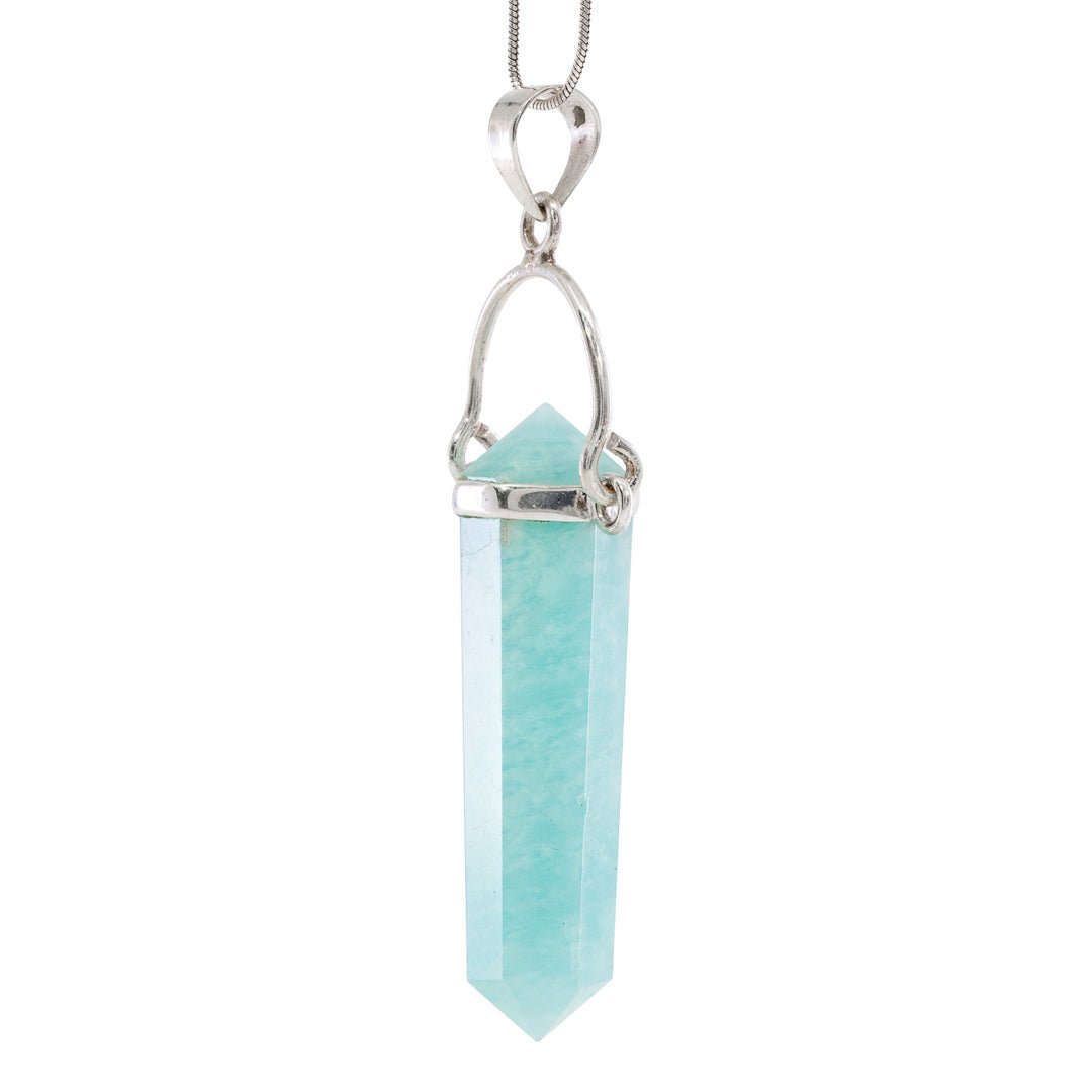 Amazonite Polished Crystal Sterling Silver Pendant - JJW-133 - Crystalarium
