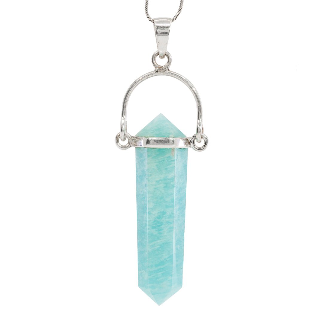 Amazonite Polished Crystal Sterling Silver Pendant - JJW-133 - Crystalarium