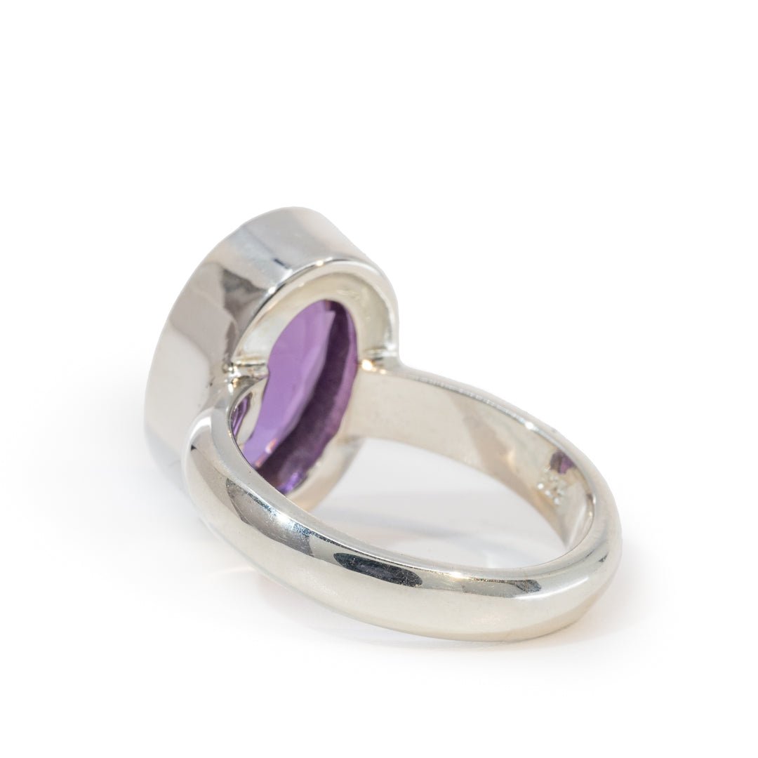 Amethyst 4.22 Carat Faceted Handcrafted Sterling Silver Gemstone Ring - LLO-008 - Crystalarium