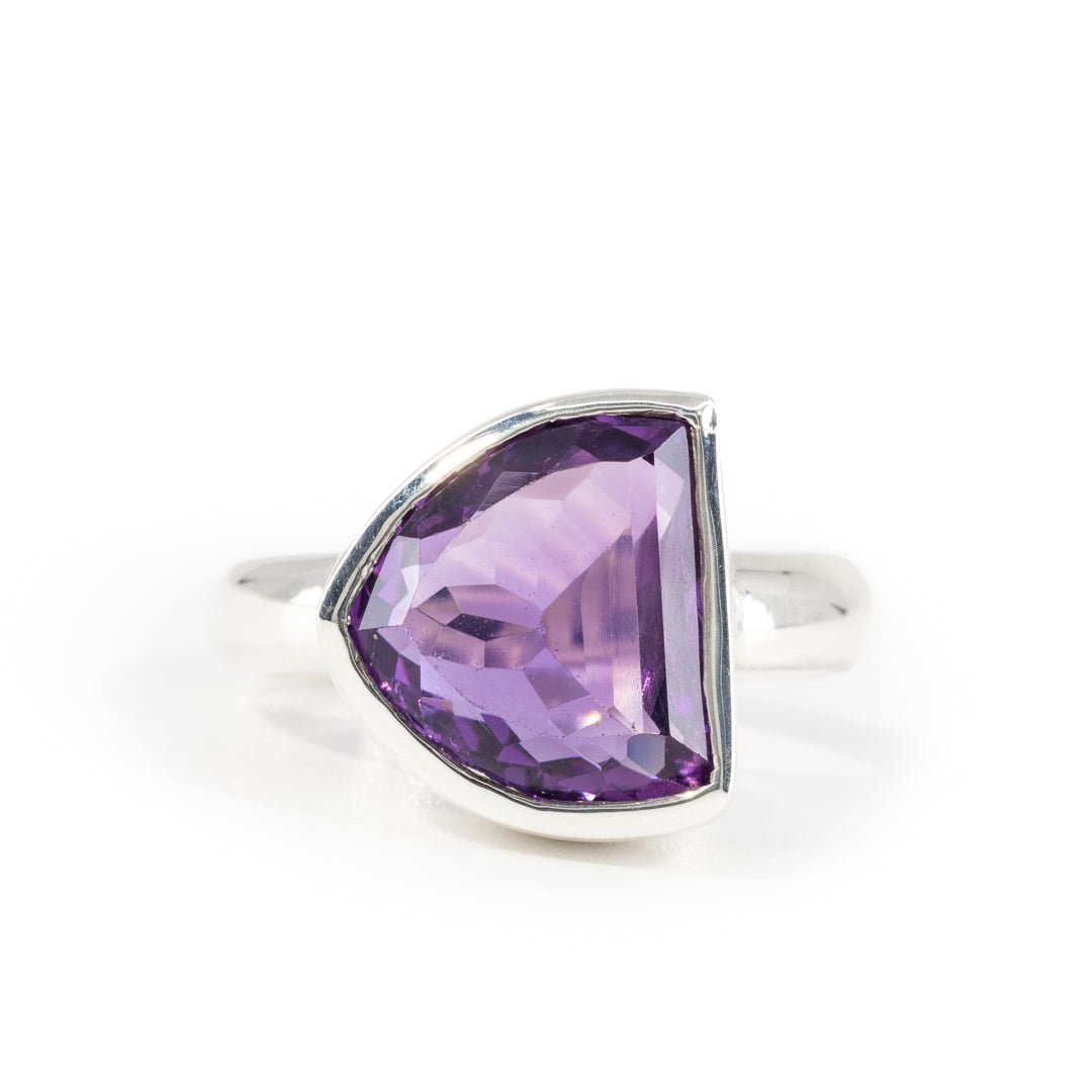 Amethyst 5.6 Carat Sterling Silver Handcrafted Gemstone Ring - LLO-035 - Crystalarium