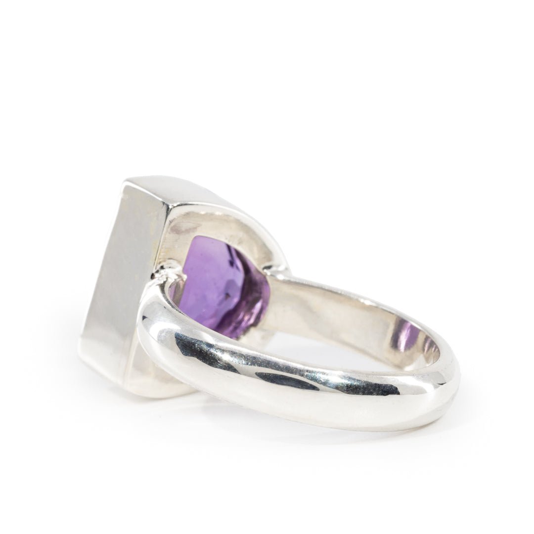 Amethyst 5.6 Carat Sterling Silver Handcrafted Gemstone Ring - LLO-035 - Crystalarium