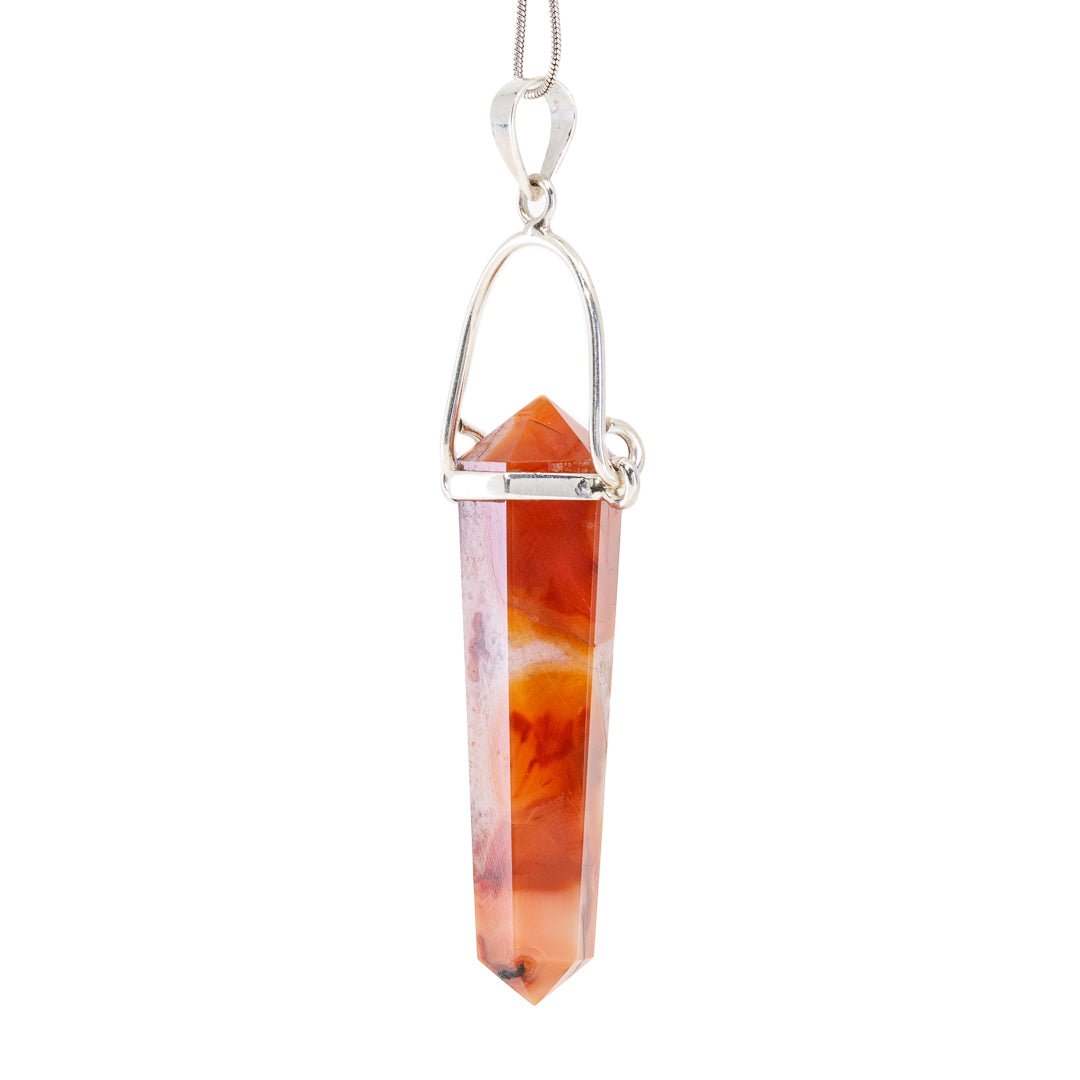 Carnelian Polished Crystal Sterling Silver Pendant - JJW-130 - Crystalarium