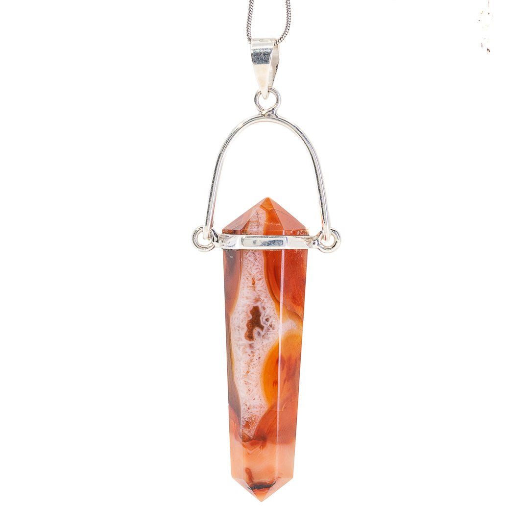 Carnelian Polished Crystal Sterling Silver Pendant - JJW-130 - Crystalarium