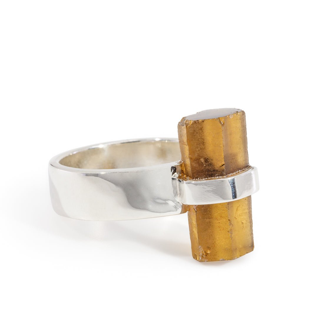 Zambian Citrine 9.36 Carat Sterling Silver Handcrafted Natural Crystal Ring - KKO-137 - Crystalarium