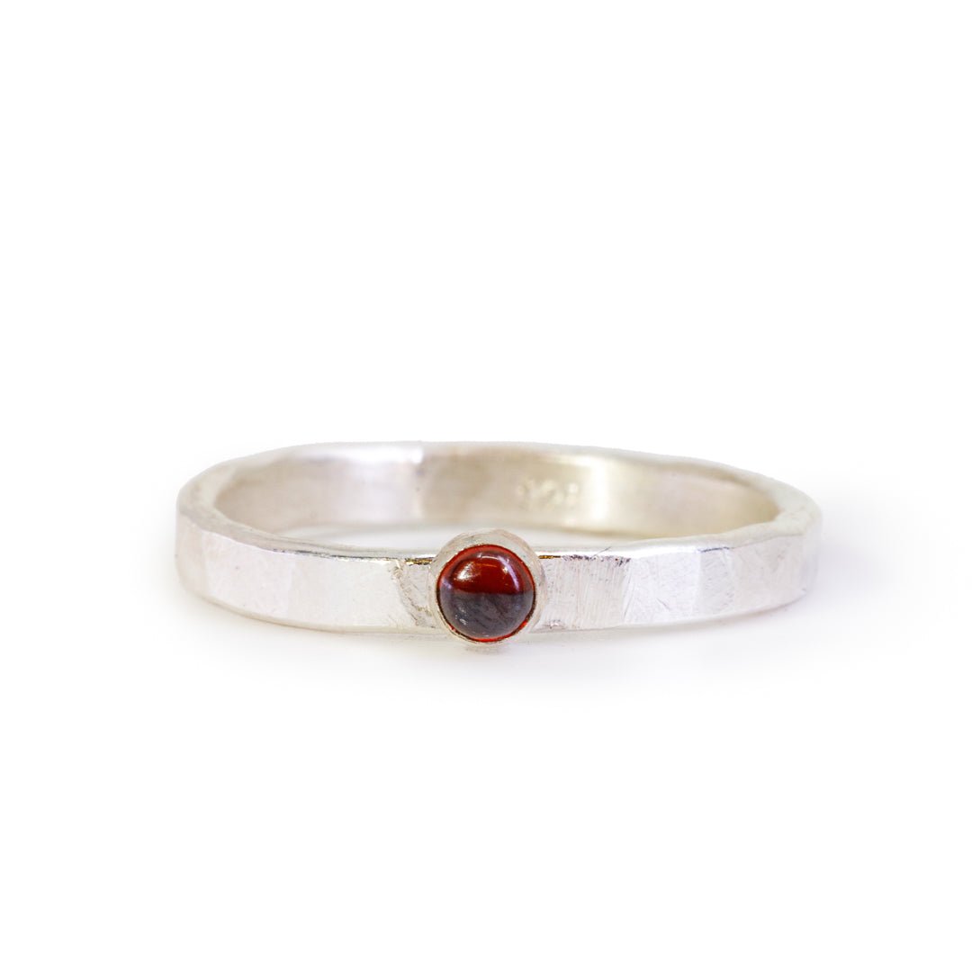 Garnet Stackable Sterling Silver Handcrafted Ring - Ceci Greco Designs - KKW-016 - Crystalarium