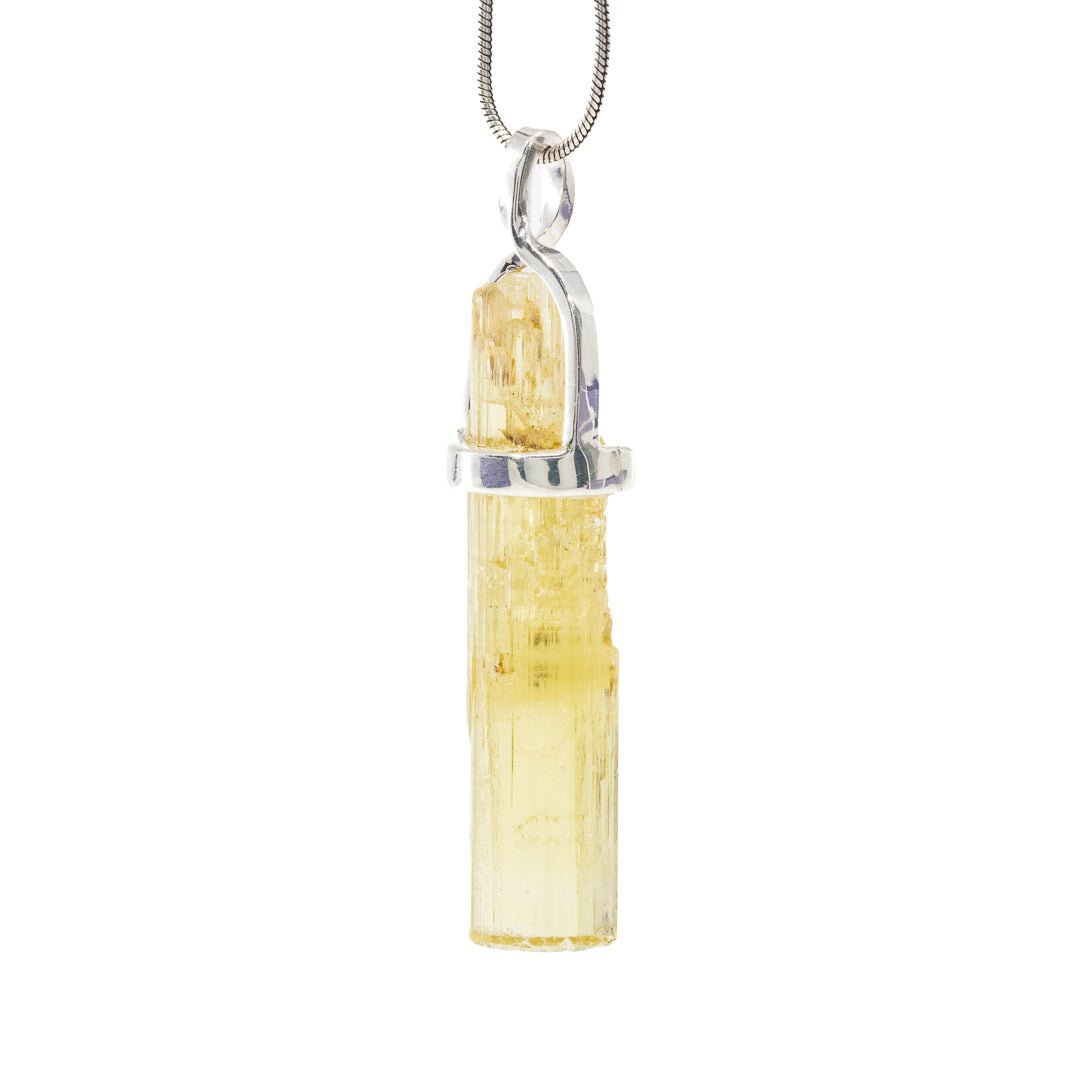 Heliodor 14.7 Carat Sterling Silver Handcrafted Natural Crystal Twist Pendant - KKO-229 - Crystalarium