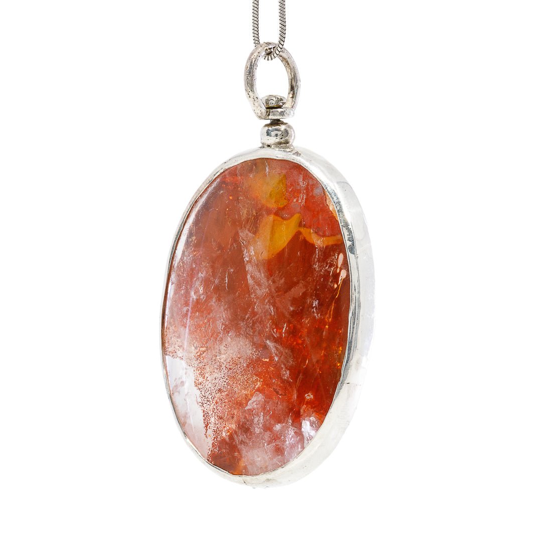 Quartz with Iron "Hematoid" 80.1 Carat Handcrafted Sterling Silver Pendant - EEO-196 - Crystalarium