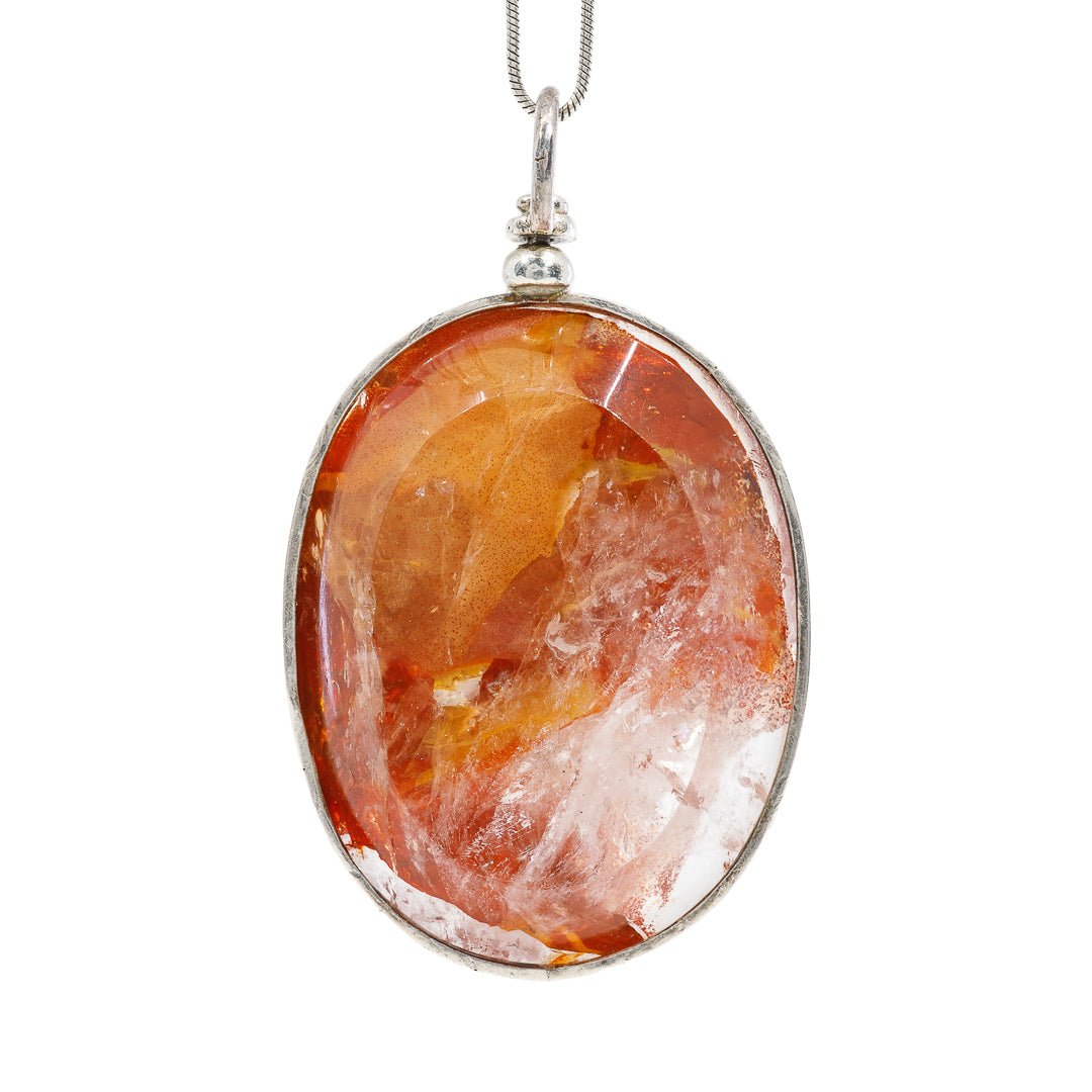 Quartz with Iron "Hematoid" 80.1 Carat Handcrafted Sterling Silver Pendant - EEO-196 - Crystalarium