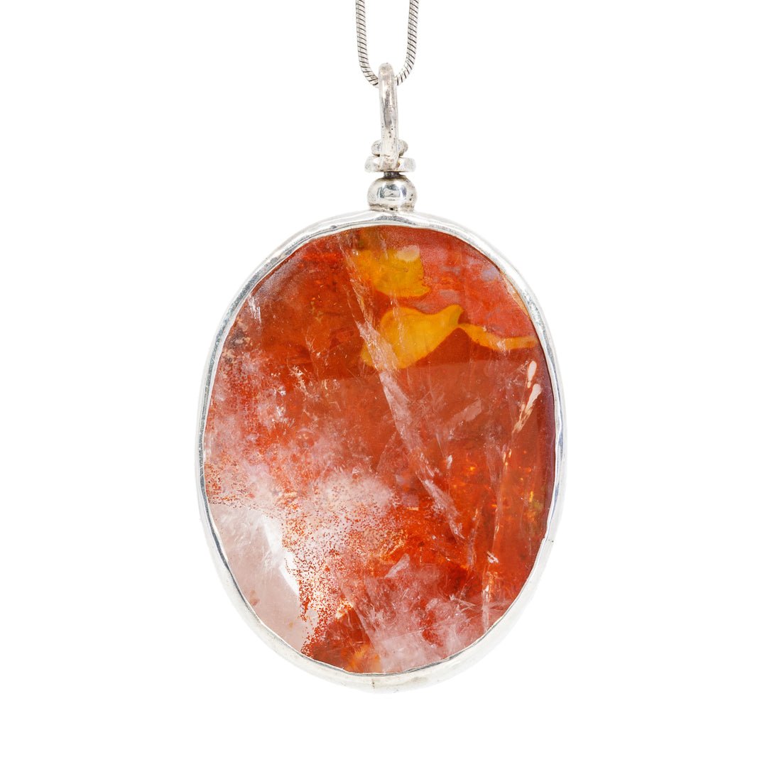 Quartz with Iron "Hematoid" 80.1 Carat Handcrafted Sterling Silver Pendant - EEO-196 - Crystalarium