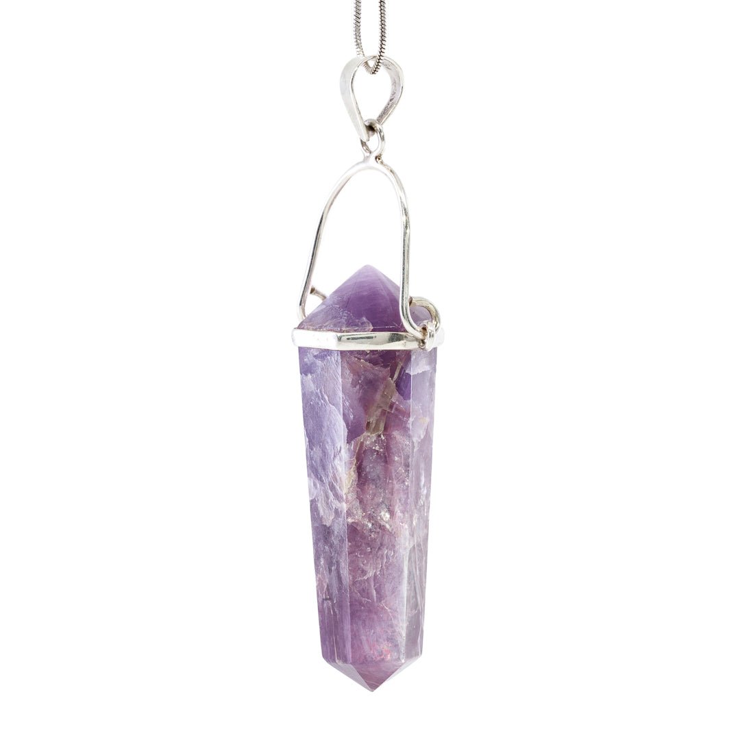 Lepidolite Polished Crystal Sterling Silver Pendant - JJW-069 - Crystalarium
