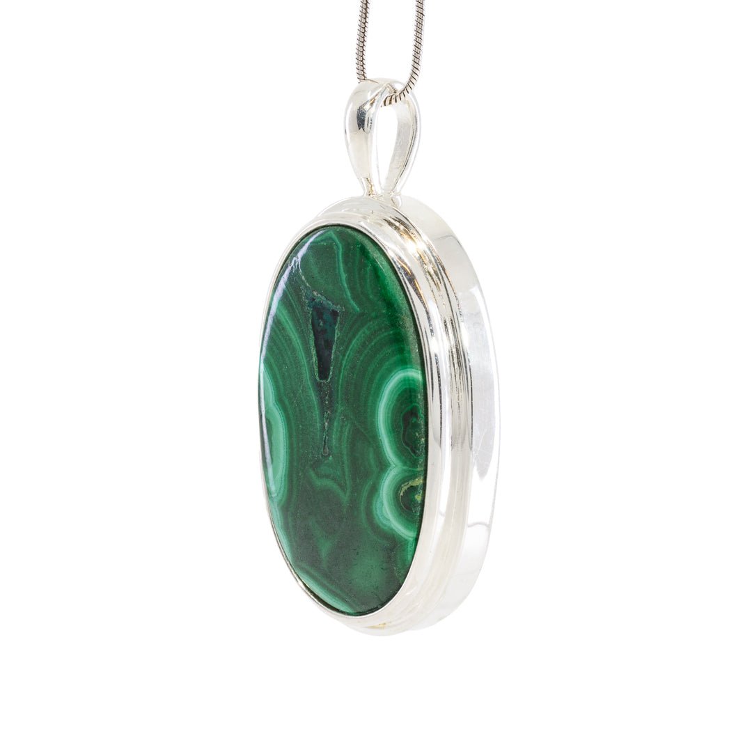 Malachite 19.26 Carat Sterling Silver Handcrafted Pendant - KKO-098 - Crystalarium