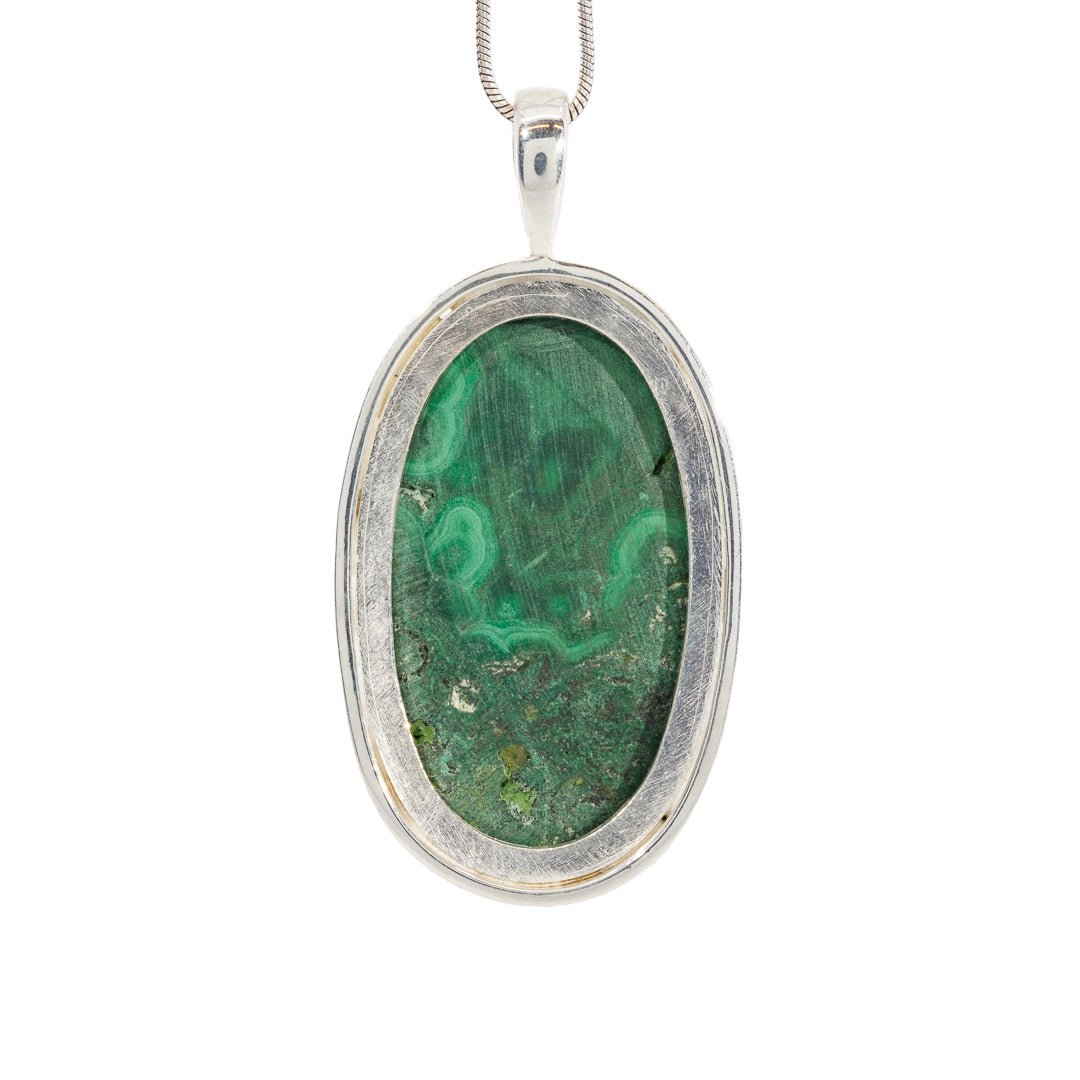 Malachite 19.26 Carat Sterling Silver Handcrafted Pendant - KKO-098 - Crystalarium
