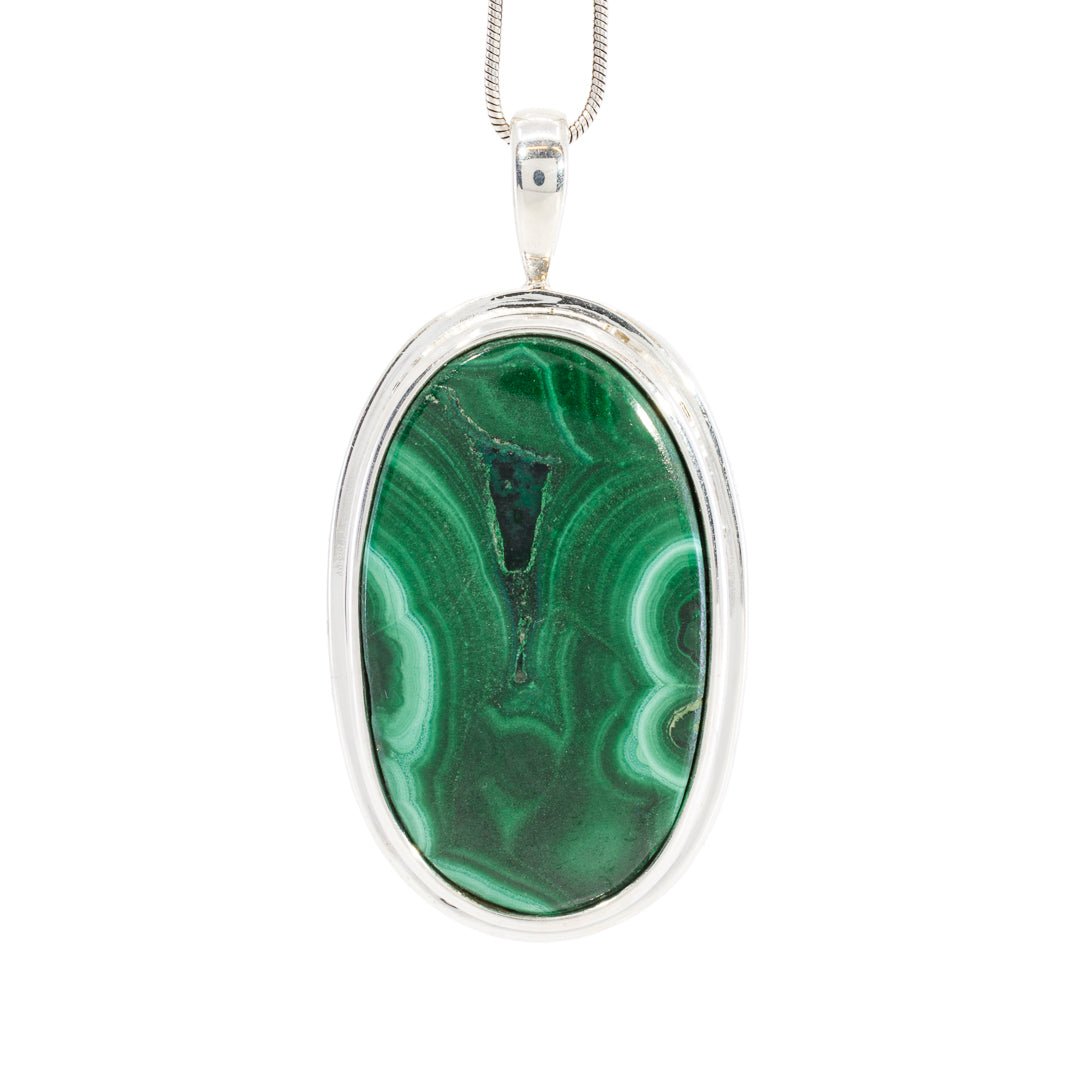 Malachite 19.26 Carat Sterling Silver Handcrafted Pendant - KKO-098 - Crystalarium