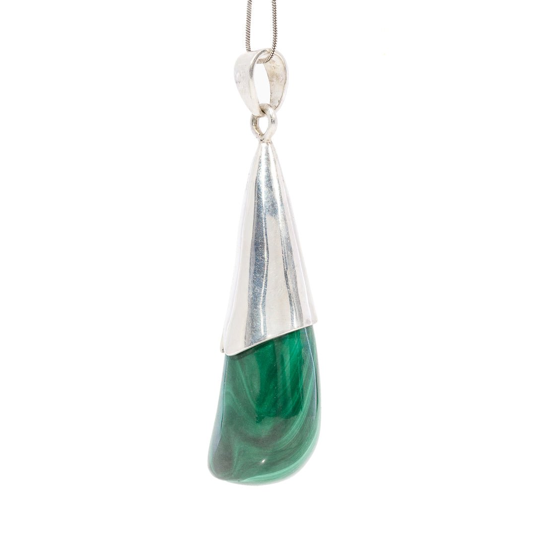 Malachite 21.88 Carat Freeform Handcrafted Sterling Silver Pendant - GGO-096 - Crystalarium