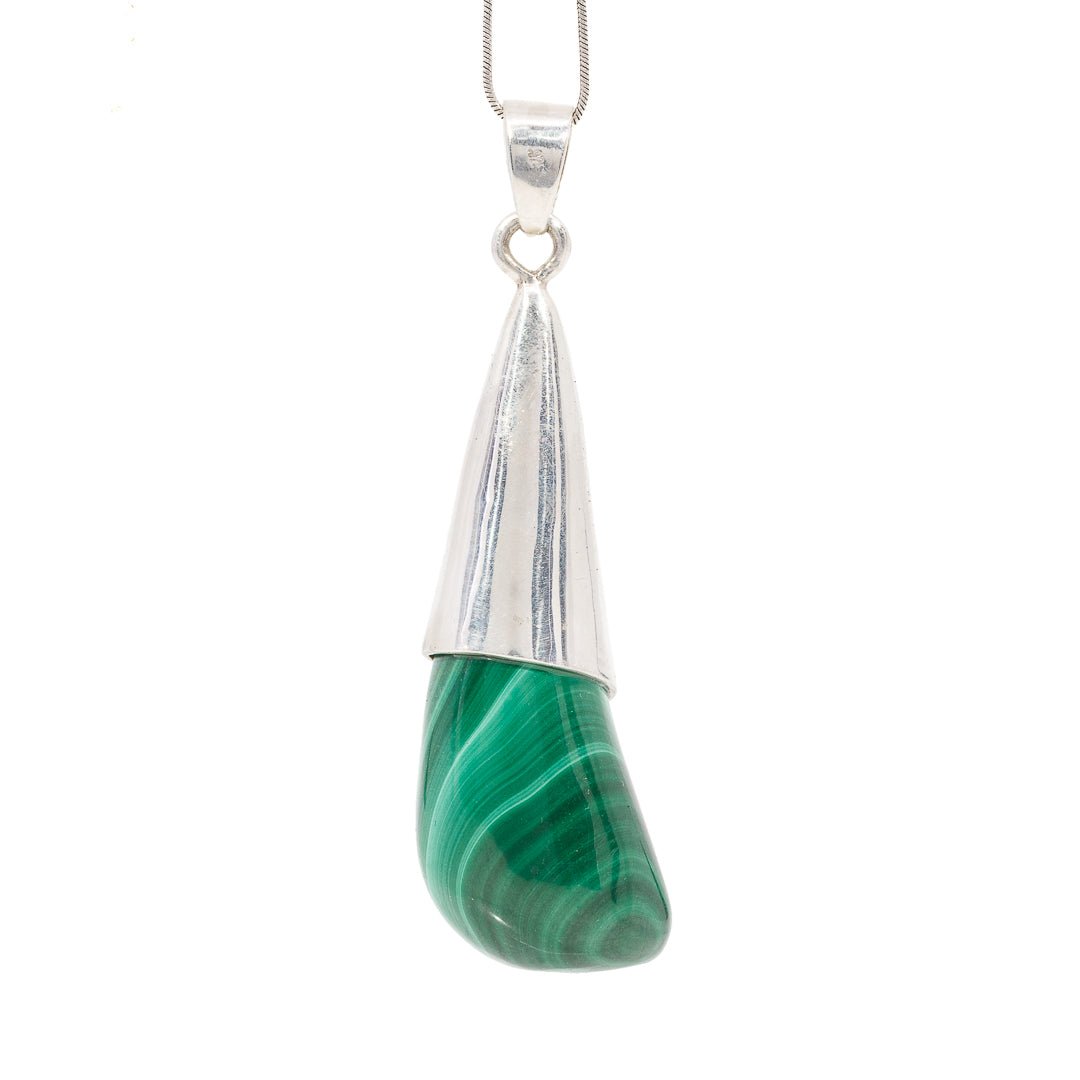 Malachite 21.88 Carat Freeform Handcrafted Sterling Silver Pendant - GGO-096 - Crystalarium