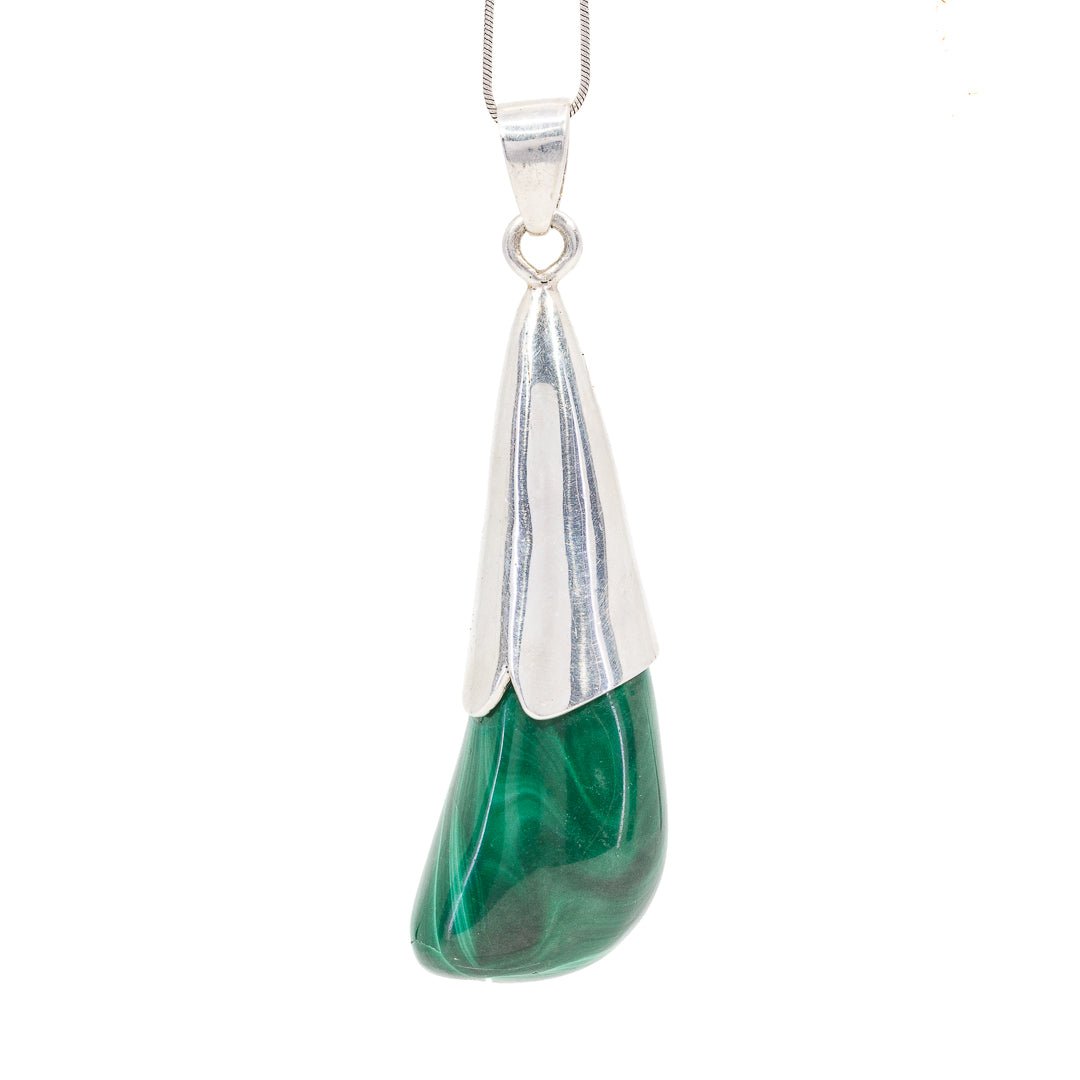 Malachite 21.88 Carat Freeform Handcrafted Sterling Silver Pendant - GGO-096 - Crystalarium