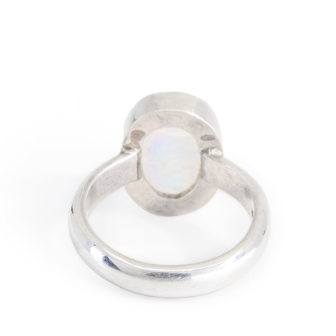 Moonstone 6.83 Carat Cabochon Handcrafted Sterling Silver Gemstone Ring - FFO-170 - Crystalarium