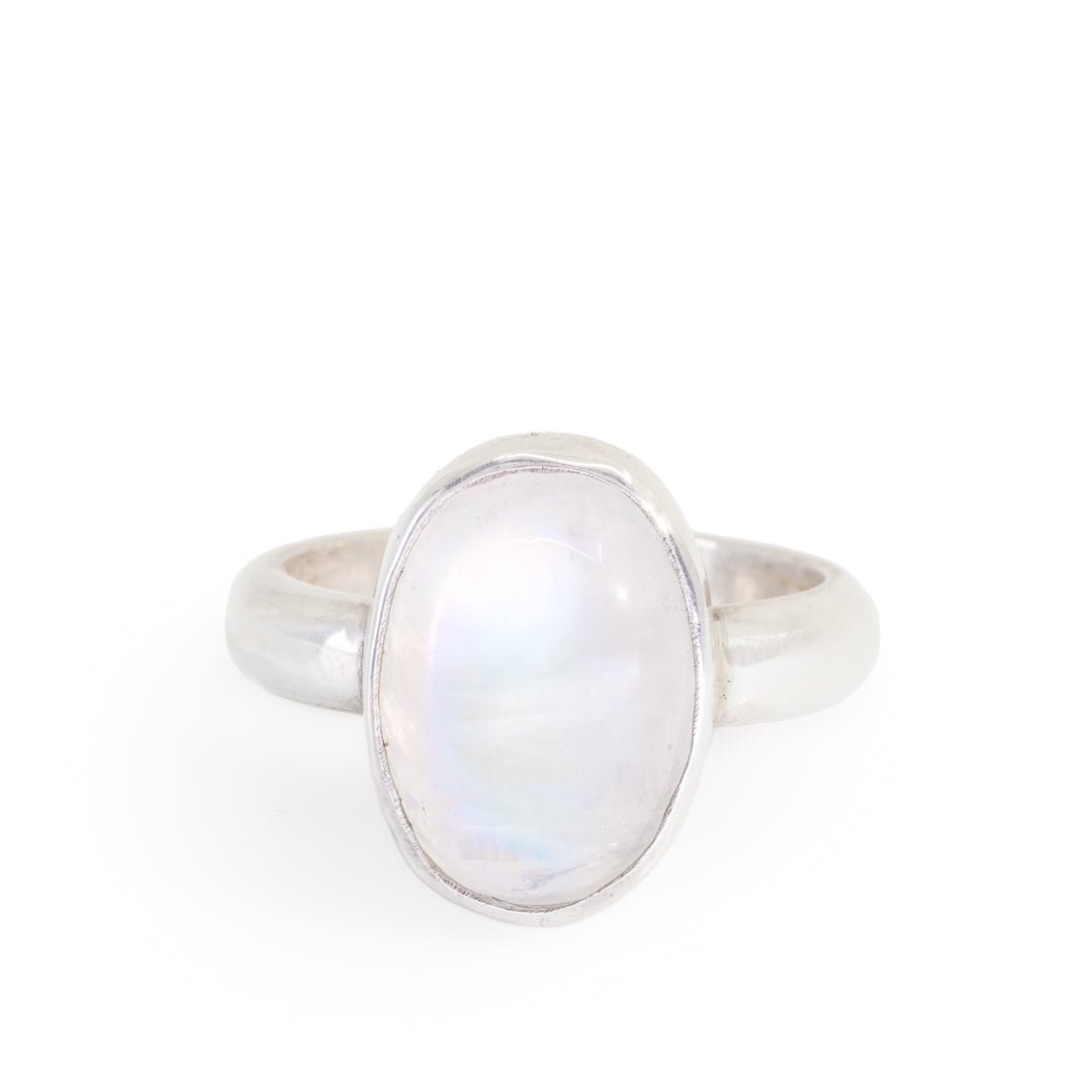 Moonstone 6.83 Carat Cabochon Handcrafted Sterling Silver Gemstone Ring - FFO-170 - Crystalarium