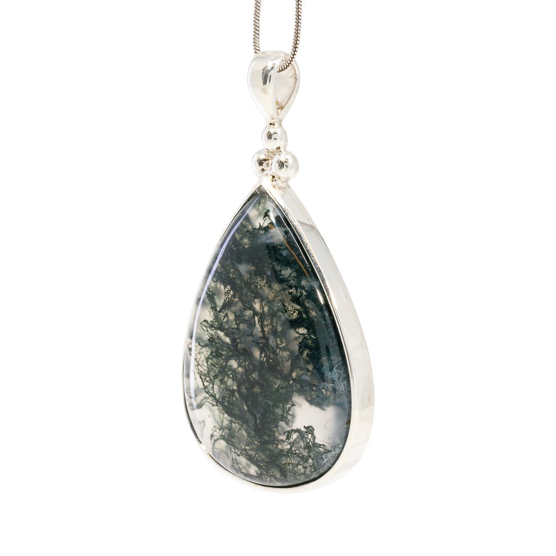 Moss Agate 40.08 Carat Sterling Silver Handcrafted Pendant - KKO-133 - Crystalarium