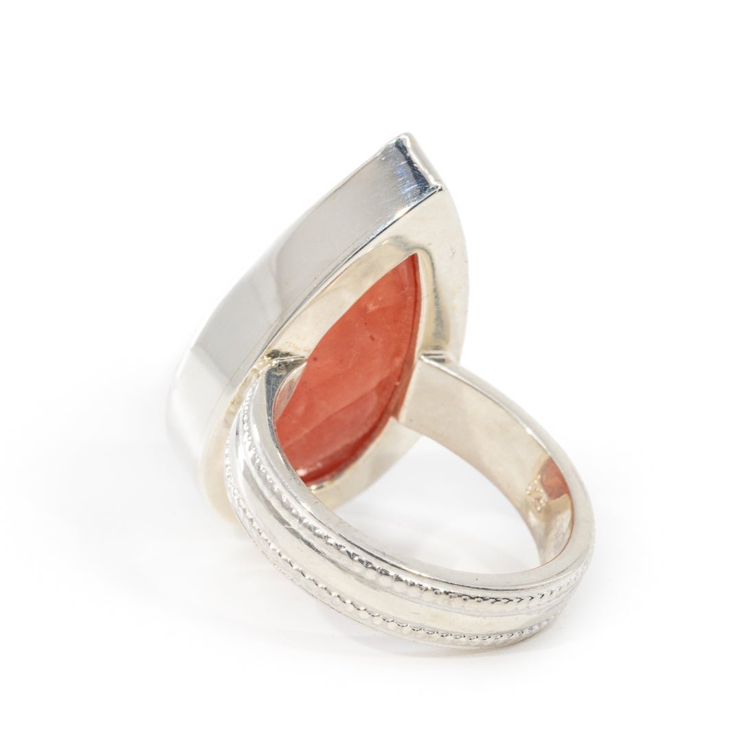 Rhodochrosite 27.06 Carat Sterling Silver Handcrafted Gemstone Ring - LLO-023 - Crystalarium
