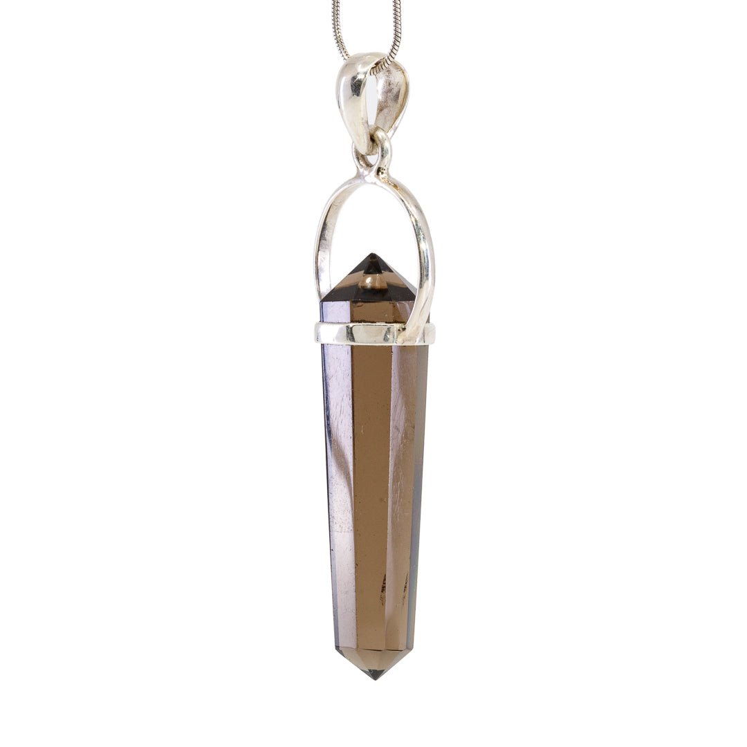 Smoky Quartz Polished Crystal Sterling Silver Pendant - FFW-029 - Crystalarium