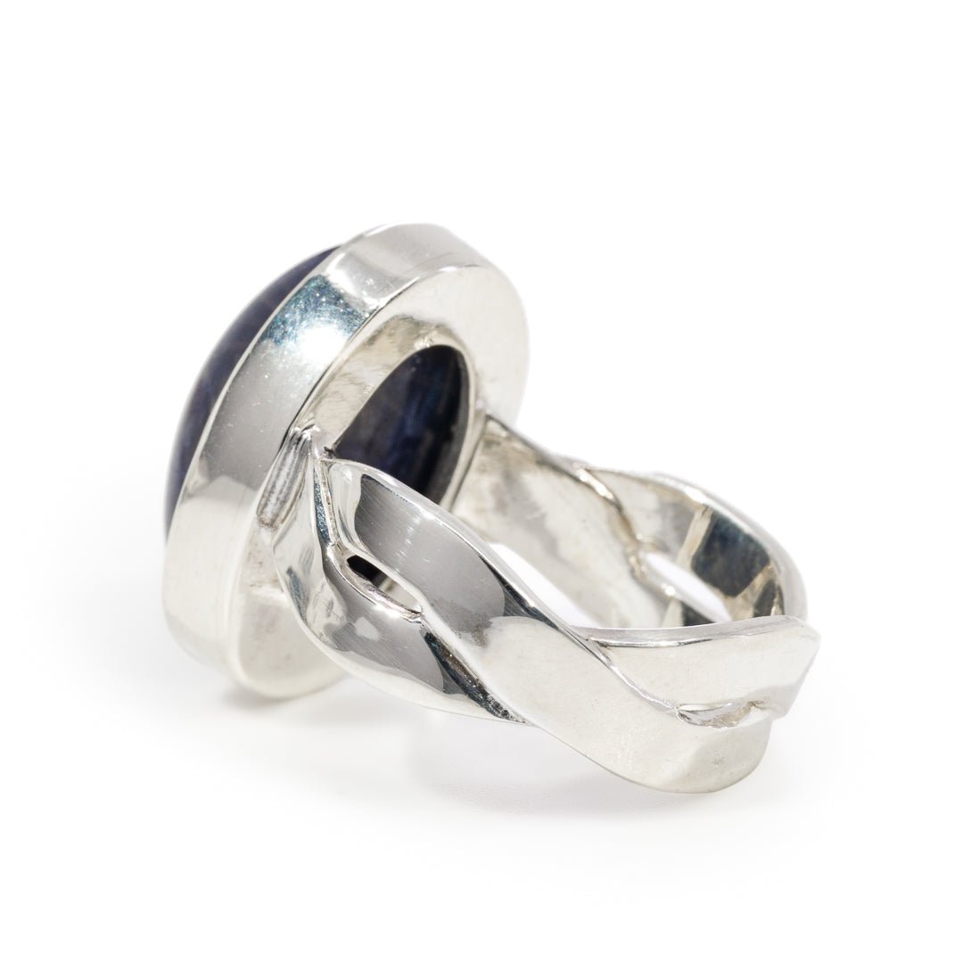 Sodalite 9.26 Carat Cabochon Handcrafted Sterling Silver Twisted Band Ring - KKO-193 - Crystalarium
