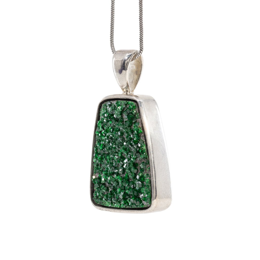 Uvarovite Garnet 27.79 Carat Sterling Silver Handcrafted Gemstone Pendant - JJO-140 - Crystalarium