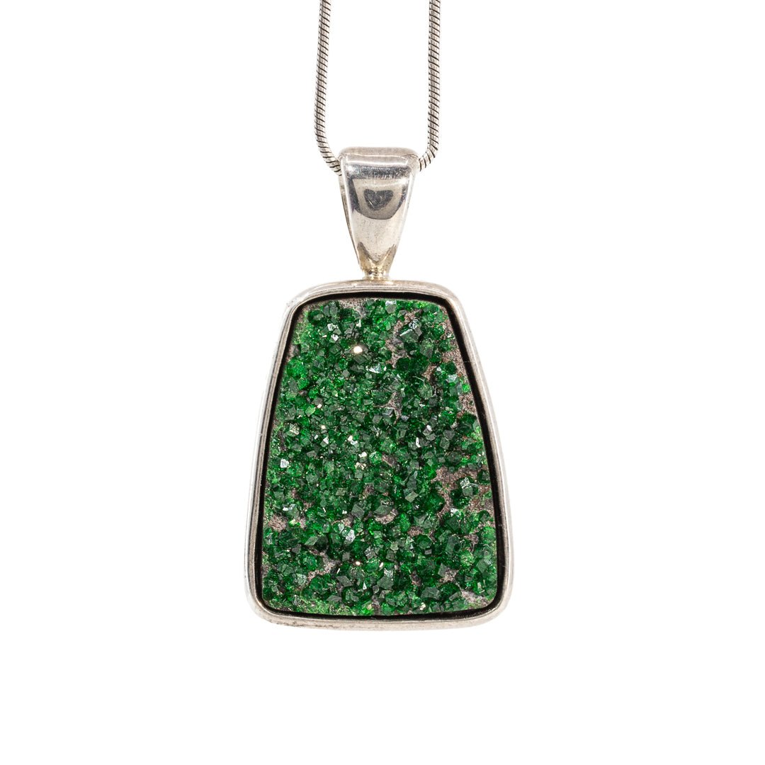Uvarovite Garnet 27.79 Carat Sterling Silver Handcrafted Gemstone Pendant - JJO-140 - Crystalarium