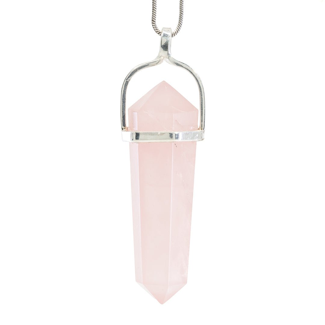 Rose Quartz 42.52 Carat Sterling Silver Handcrafted Polished Crystal Pendant - KKO-186 - Crystalarium