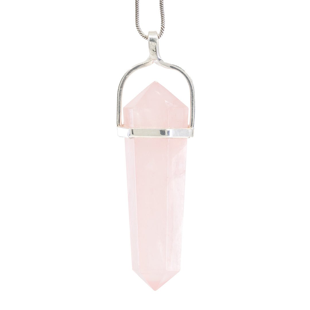 Rose Quartz 42.52 Carat Sterling Silver Handcrafted Polished Crystal Pendant - KKO-186 - Crystalarium