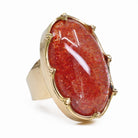 Tanzanian Sunstone 29.33 mm 30.96 ct Oval Cabochon 14K Handcrafted Gemstone Ring - YO-062 - Crystalarium