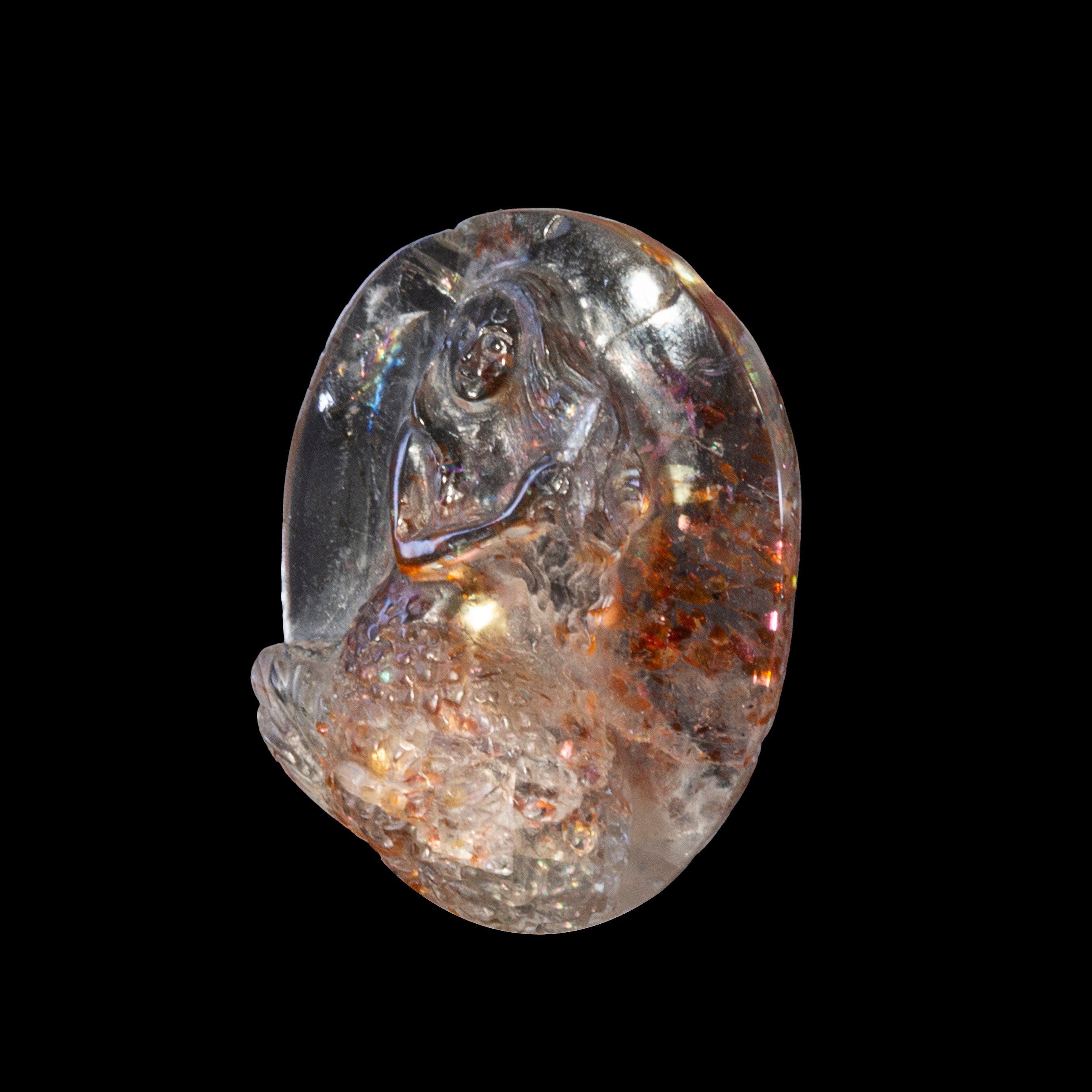 Sunstone 29ct 25.95mm Natural Gemstone Mermaid Carving - JJF-002 - Crystalarium