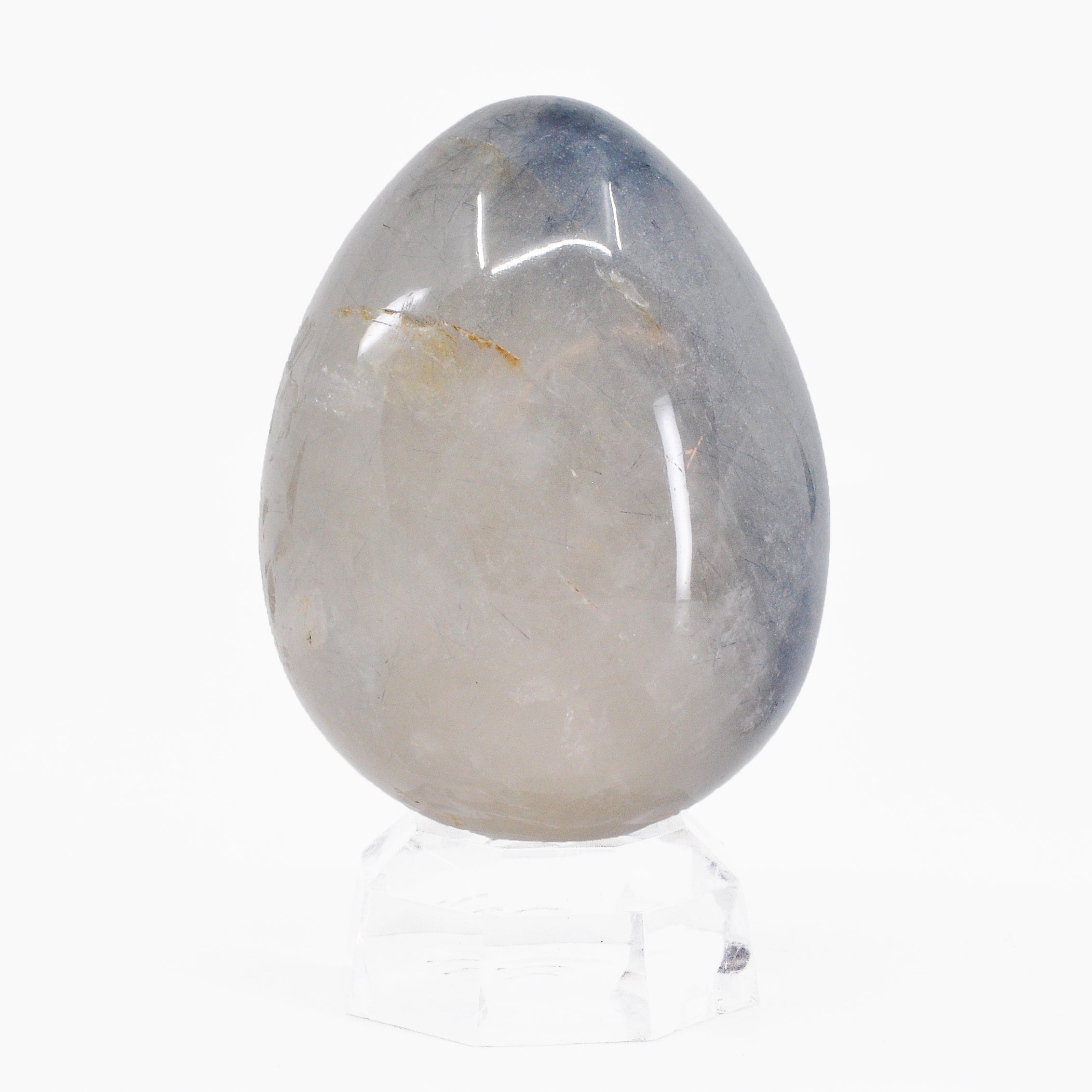 Blue Tourmaline in Quartz 2.44 inch 185.6 grams Partial Polished Crystal Egg - Brazil - FFL-128 - Crystalarium
