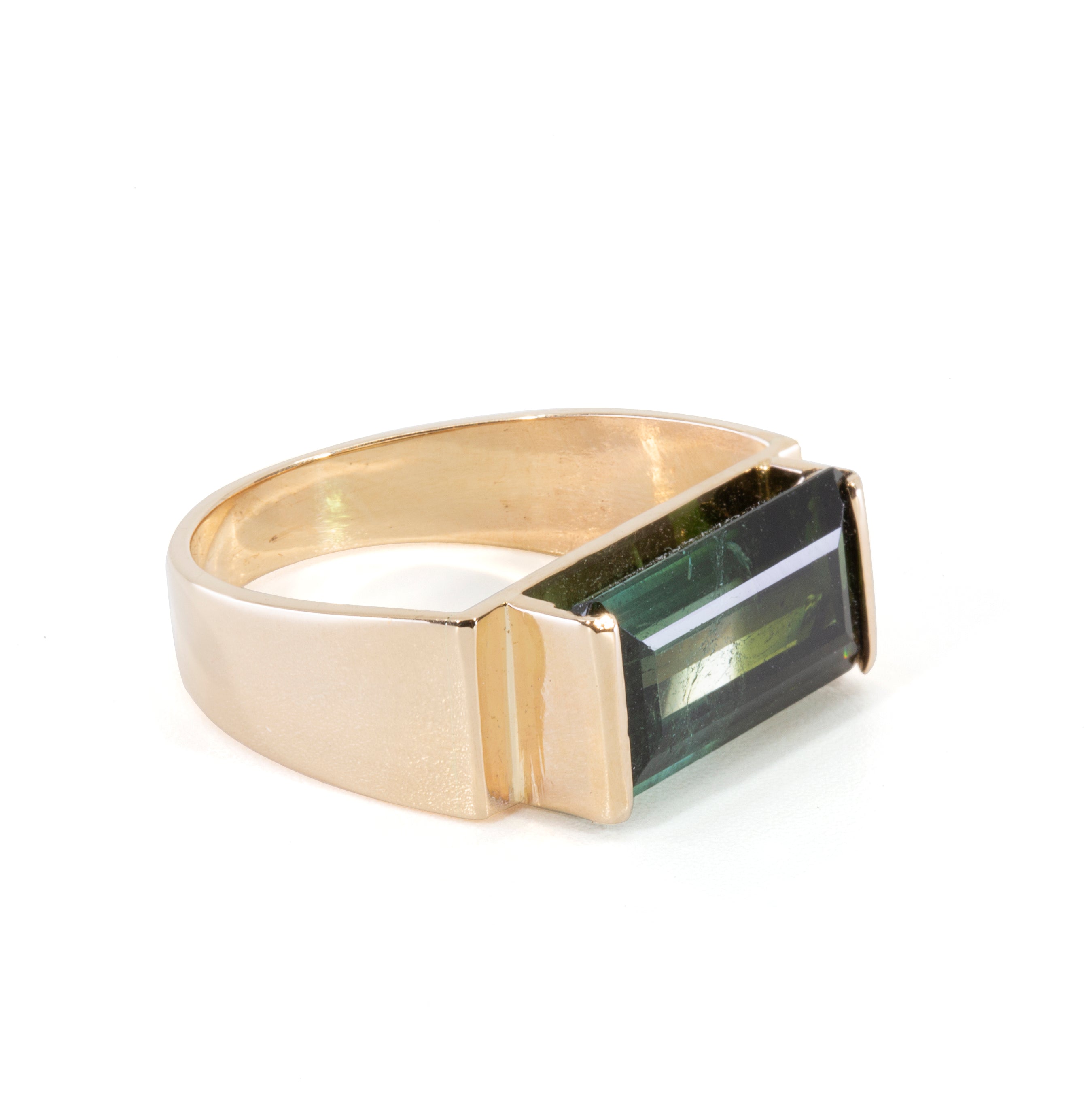 Bi- Color Blue Green Tourmaline 4.63 carat Handcrafted 14k Ring - HHO-191 - Crystalarium