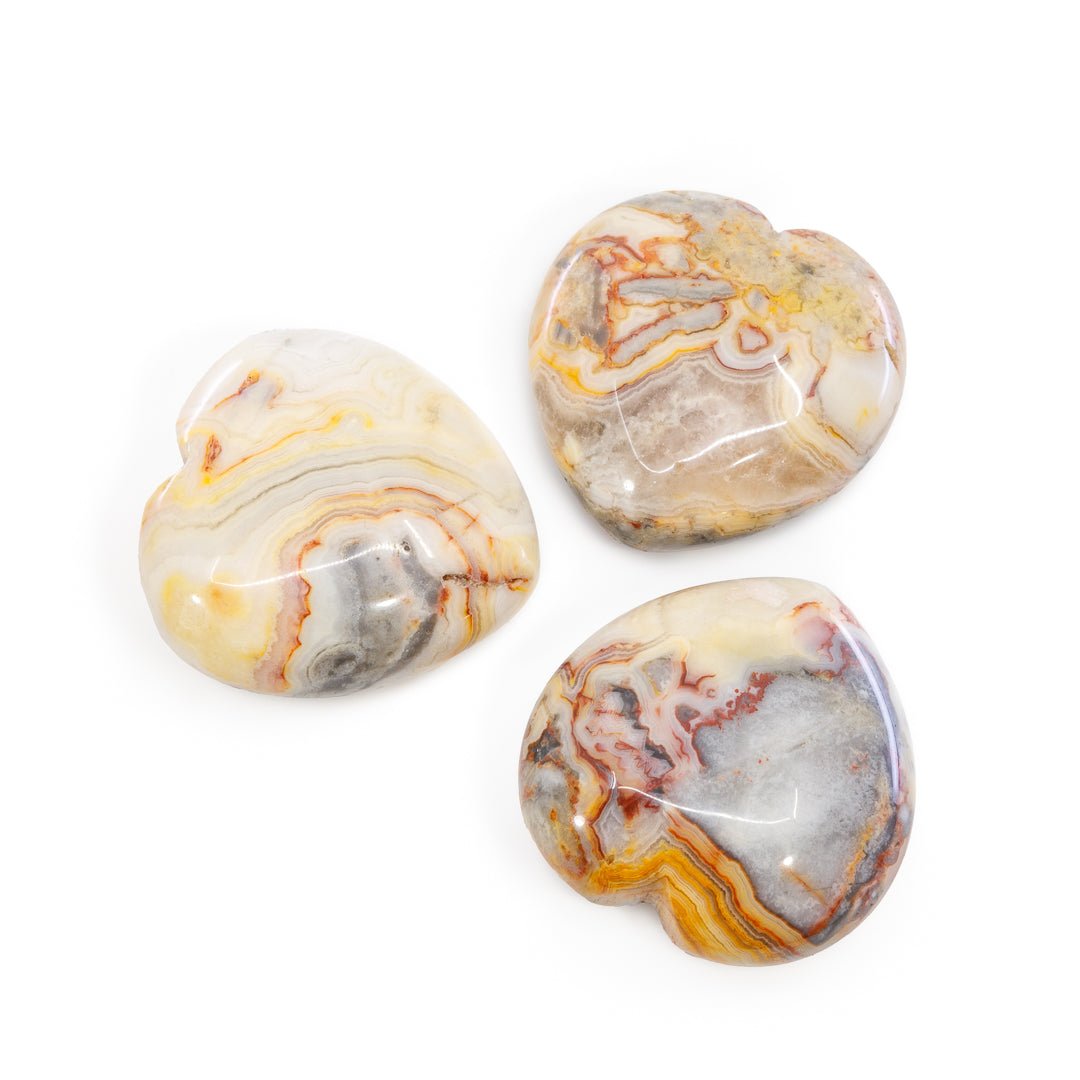 Yellow Crazy Lace Agate Medium Heart - KKT-007 - Crystalarium