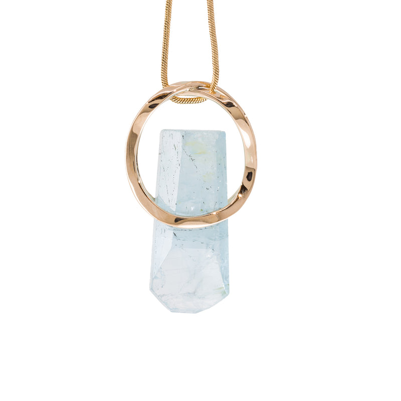Aquamarine 23.08 Carat 14k Handcrafted Faceted Crystal Pendant