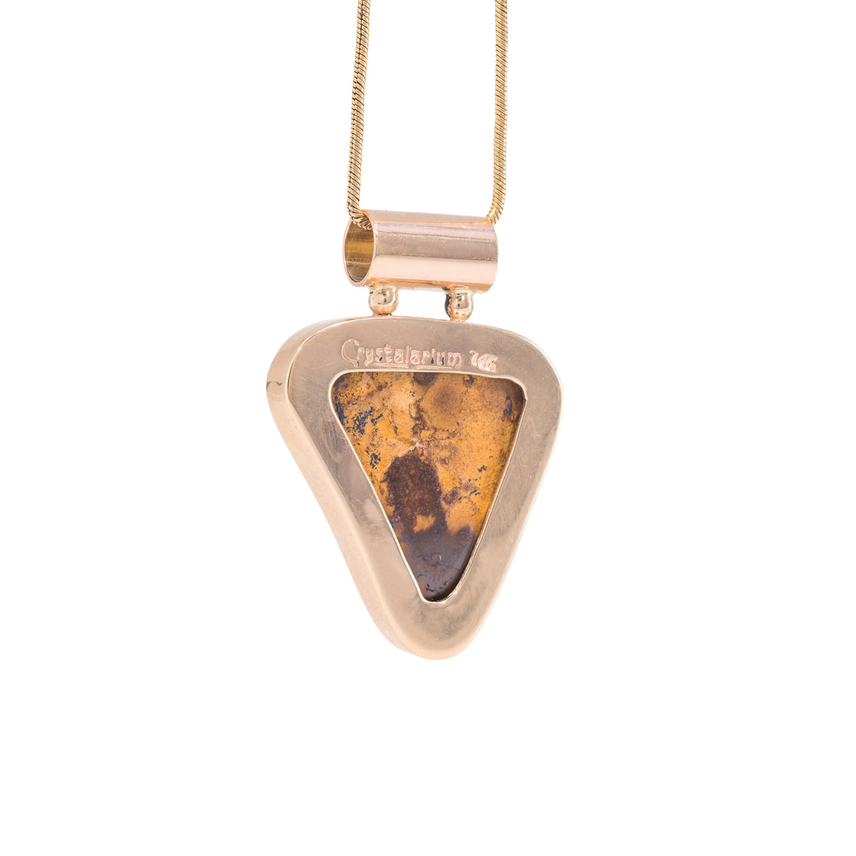 Boulder Opal 18.53 carat 14K gold pendant, detail view