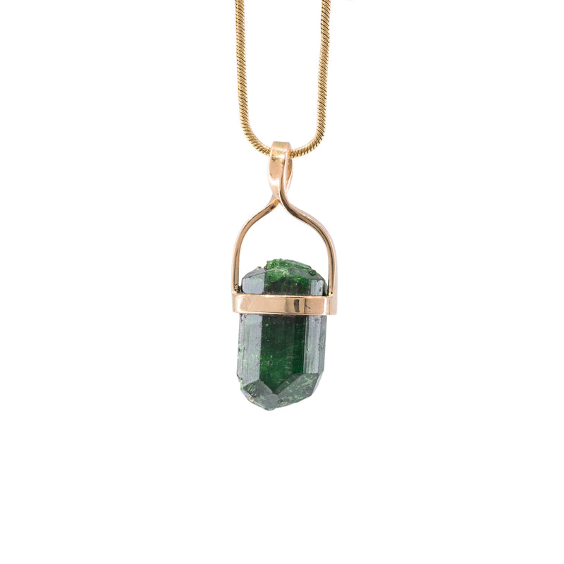 Chrome Tourmaline 11.17 Carat 14k Handcrafted Natural Crystal Pendant