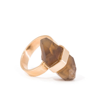 Double Terminated Citrine 16.68 Carat 14k Handcrafted Natural Crystal Ring