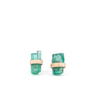 Natural Emerald crystal earrings handcrafted in 14K, front view