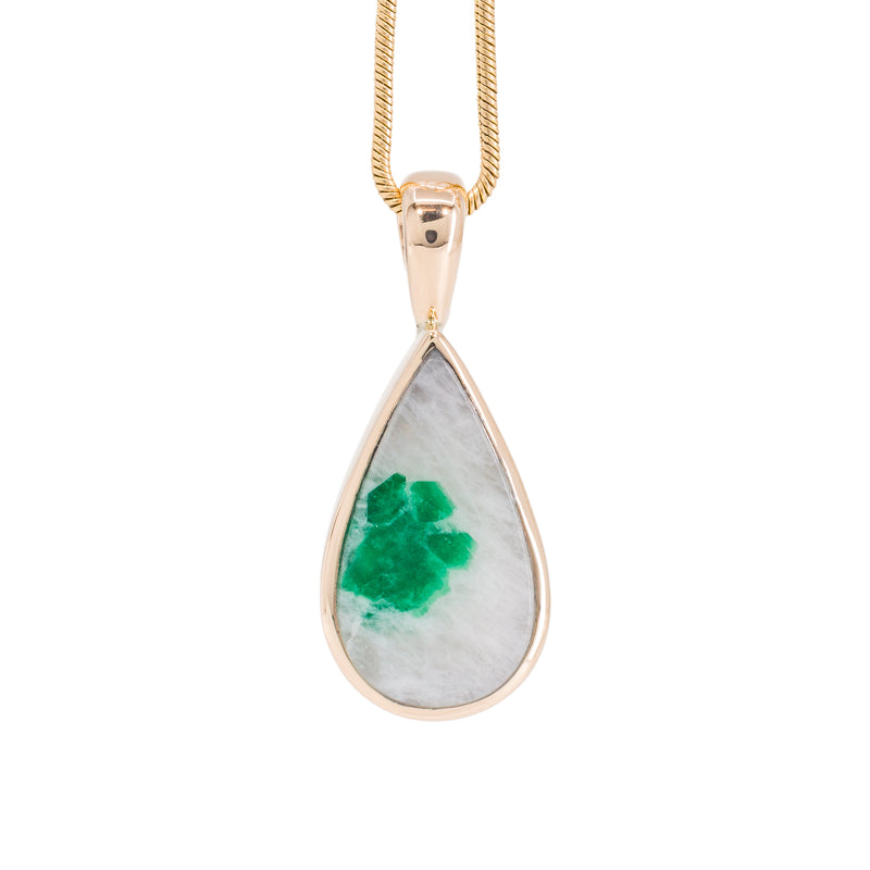 Emerald in Quartz 5.71 Carat 14k Handcrafted Gemstone Pendant