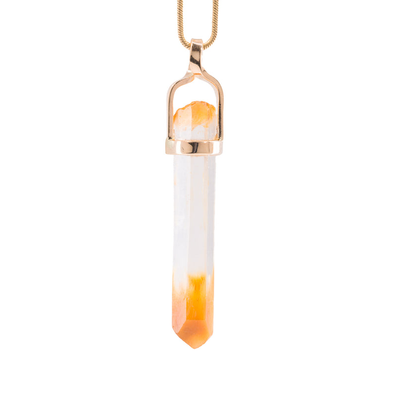 Mango Quartz 11.55 Carat 14k Handcrafted Natural Crystal Pendant