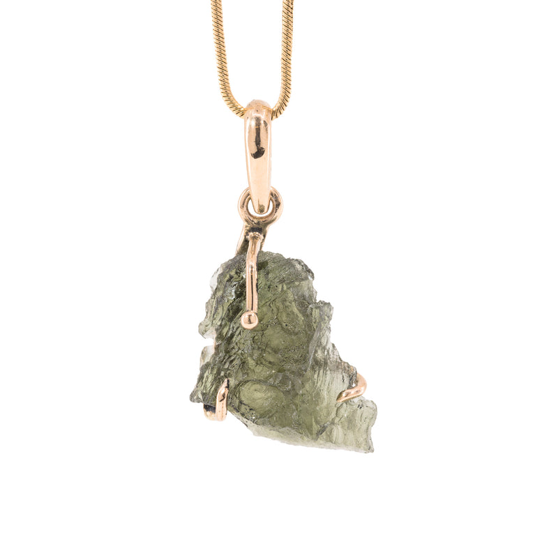 Moldavite 8.62 Carat 14k Handcrafted Natural Crystal Pendant