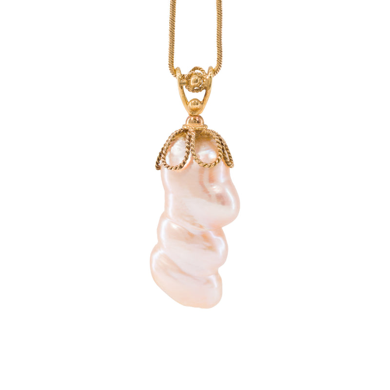 Baroque Pearl 26.27 Carat 18k Handcrafted Natural Crystal Pendant