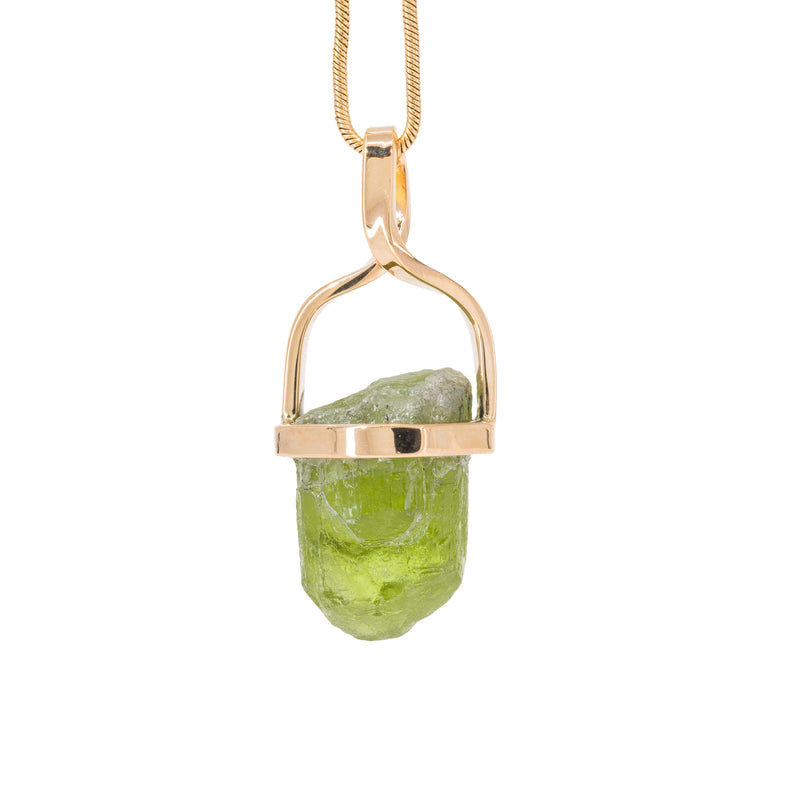 Peridot 21.32 Carat 14k Handcrafted Natural Crystal Pendant