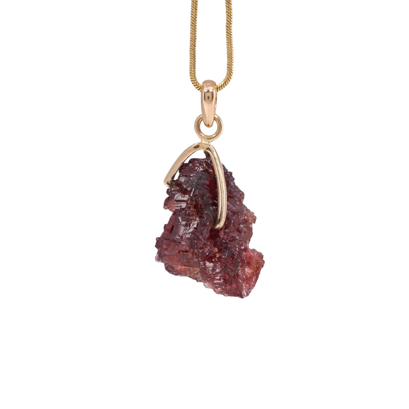 Spessartine Garnet 32.5 Carat 14k Handcrafted Natural Crystal Pendant