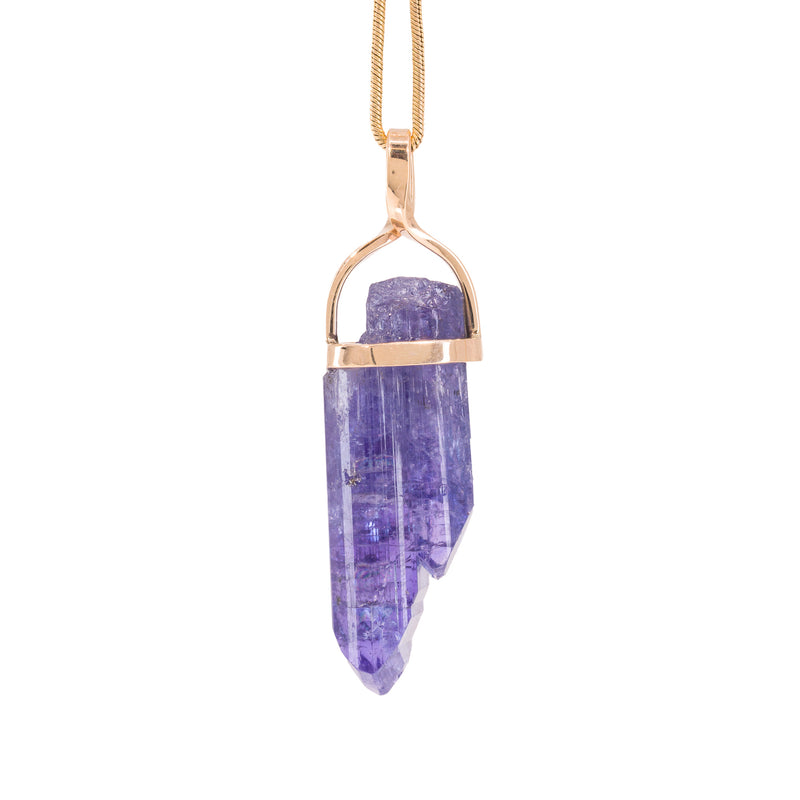 Tanzanite 29.6 Carat 14k Handcrafted Natural Crystal Pendant